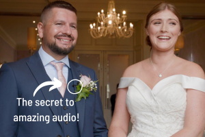 Image shows a lapel microphone, which is how we capture high quality audio at weddings