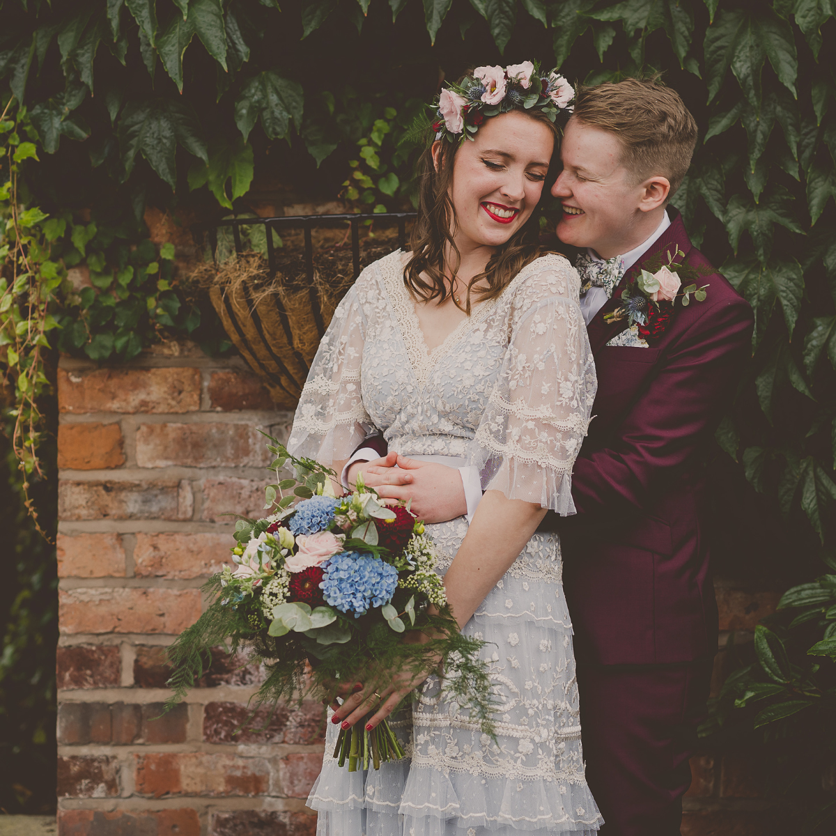 Hannah and Becca on their wedding day