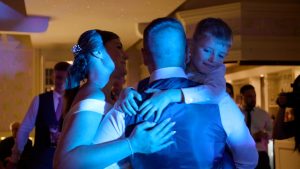 Laura, Ryan and their son Josh after getting married in the Lake District