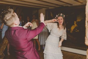 Hannah and Becca dancing to Kylie Minogue during their first dance